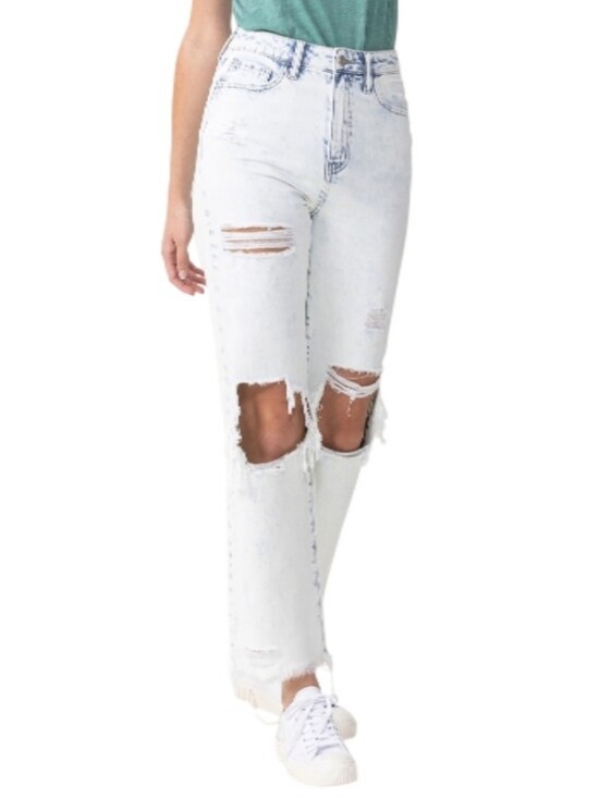 Lovervet Denim - Lovervet 90's Vintage Super High-Rise  Distressed Straight-Leg Jeans-NWOT